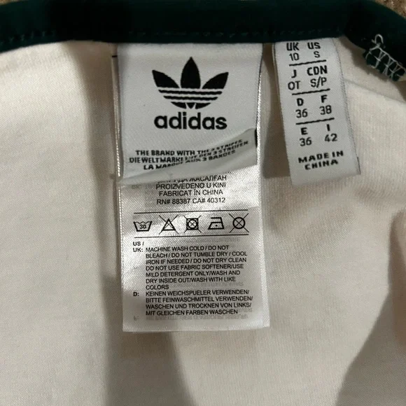 Adidas Women's White and Green Asymmetric Crop Top - Picture 5 of 5